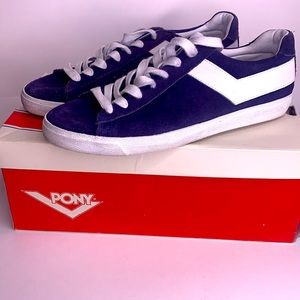 Unisex Navy Suede Pony Sneakers